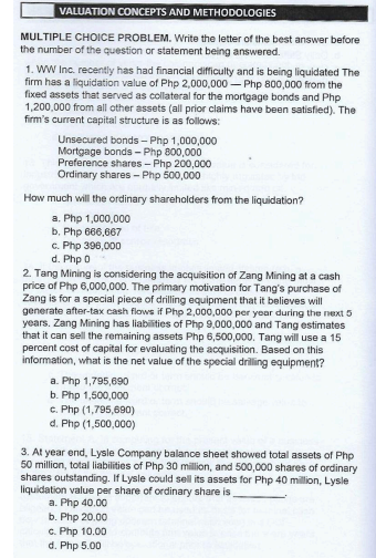 VALUATION CONCEPTS AND METHODOLOGIES MULTIPLE