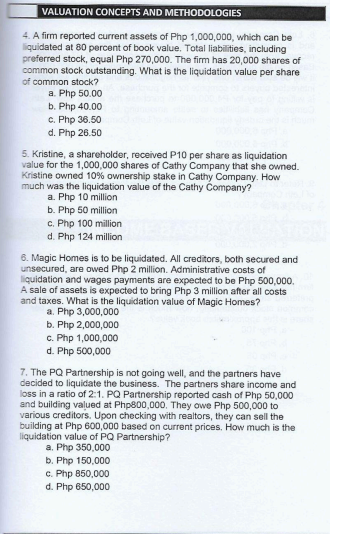 VALUATION CONCEPTS AND METHODOLOGIES MULTIPLE