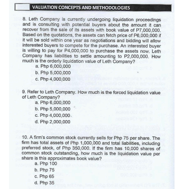 VALUATION CONCEPTS AND METHODOLOGIES MULTIPLE
