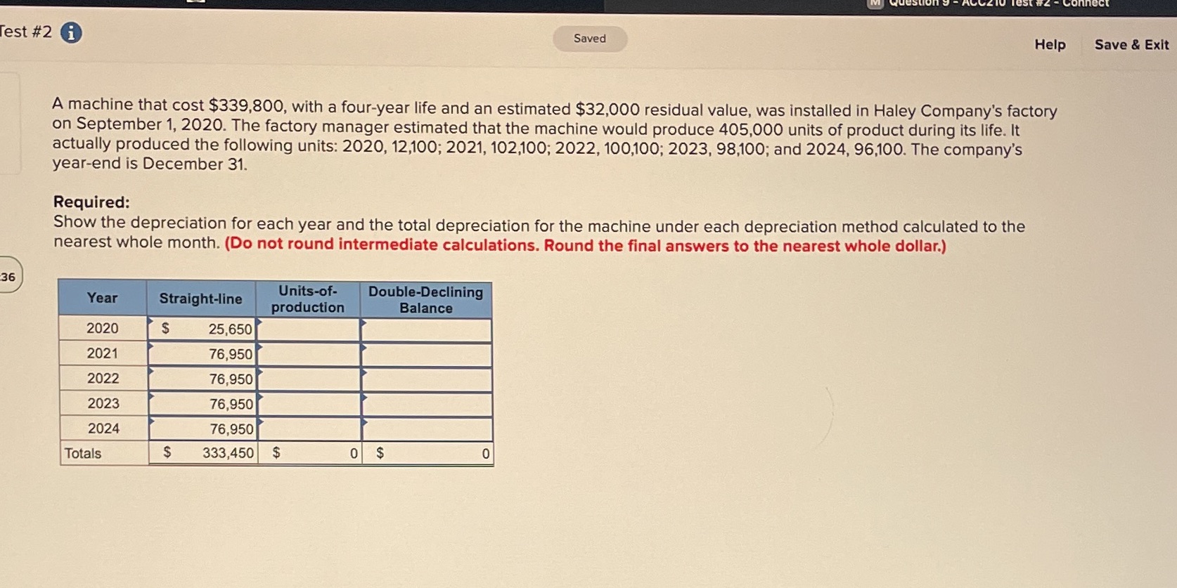 Test #2 i Saved Help Save & Exit A machine that