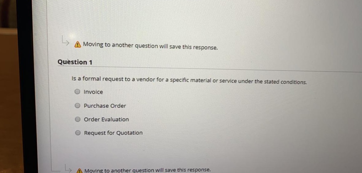 Moving to another question will save this