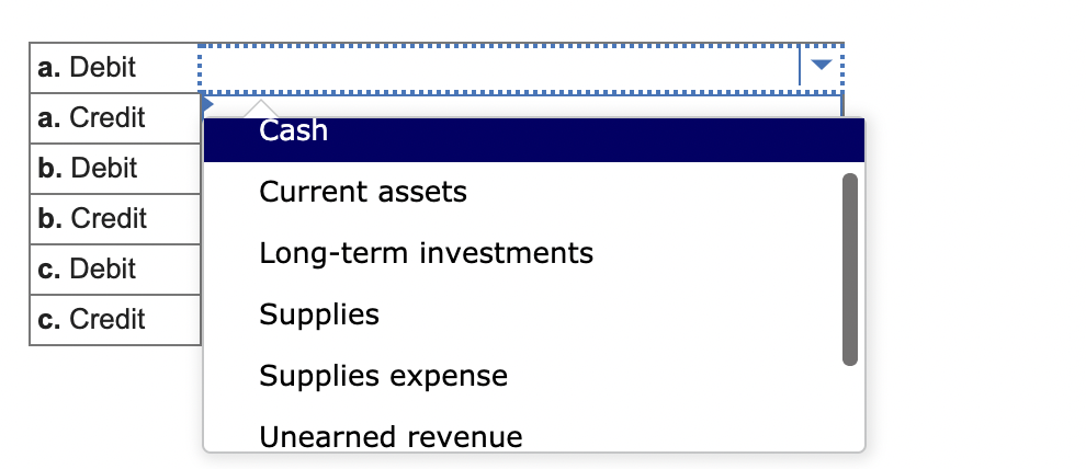 1) For each separate case, record an adjusting