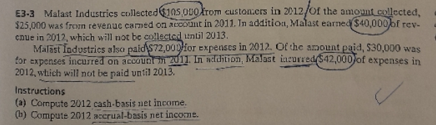 accounting E3-3 Malast Industries collected
