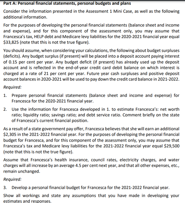 Personal Finance Assessment 1 Mini Case Mini case