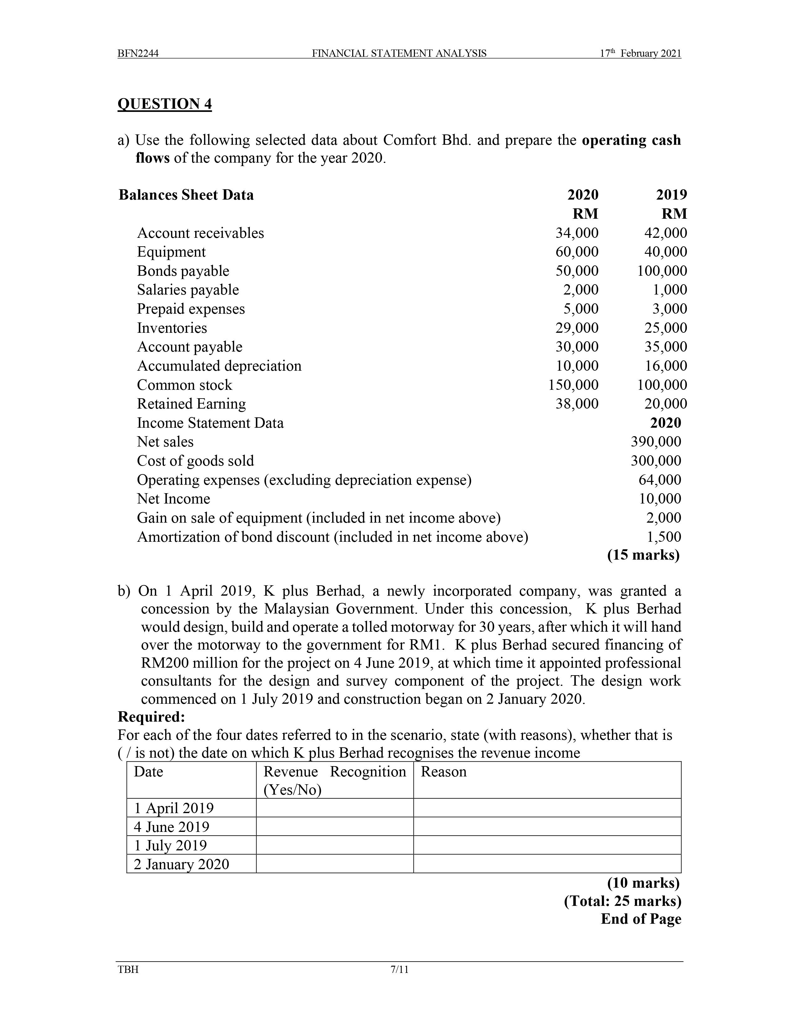 Please Help me with Question 4 BFN2244 FINANCIAL