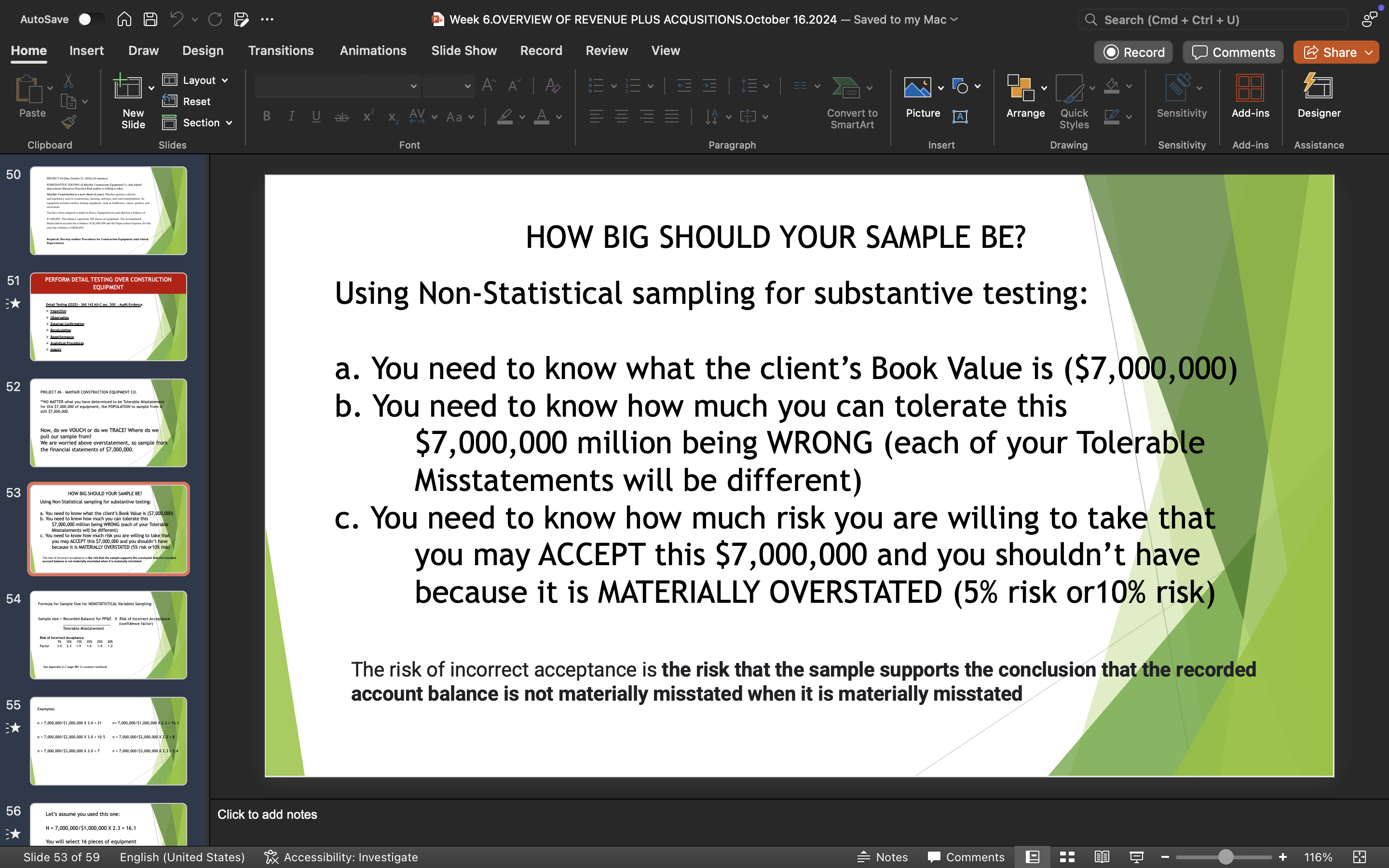SUBSTANTIVE TESTING of Mayfair Construction