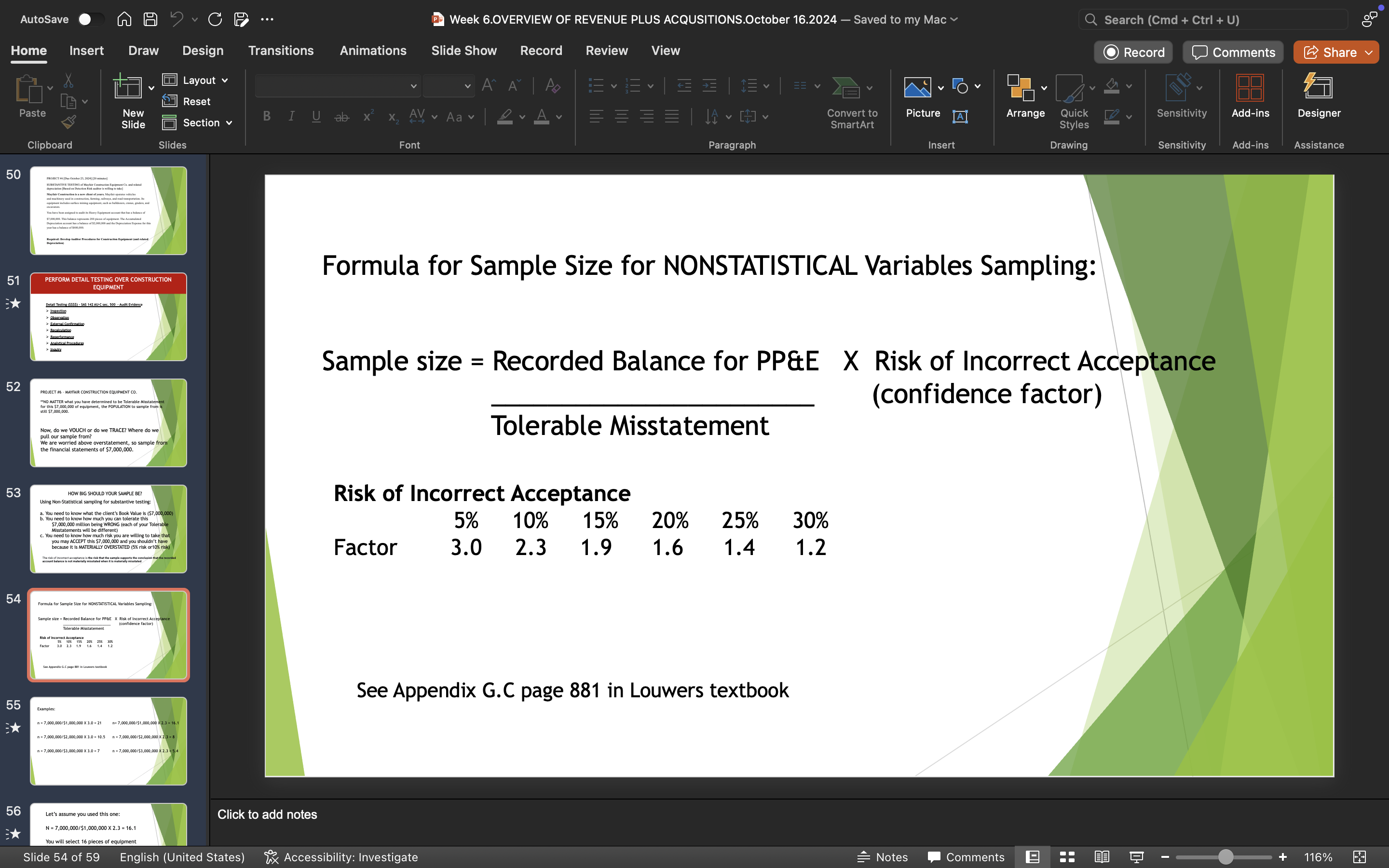 SUBSTANTIVE TESTING of Mayfair Construction