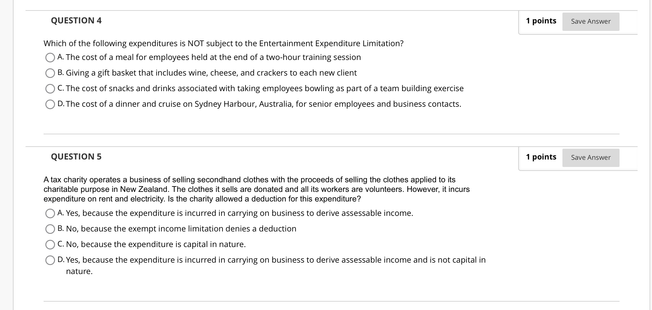 QUESTION 1 1 points Save Answer A taxpayer's