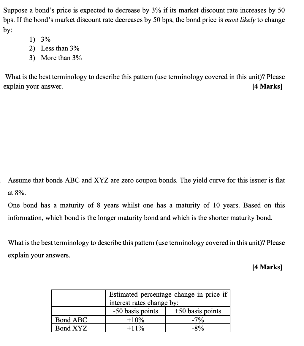 Suppose a bond's price is expected to decrease by