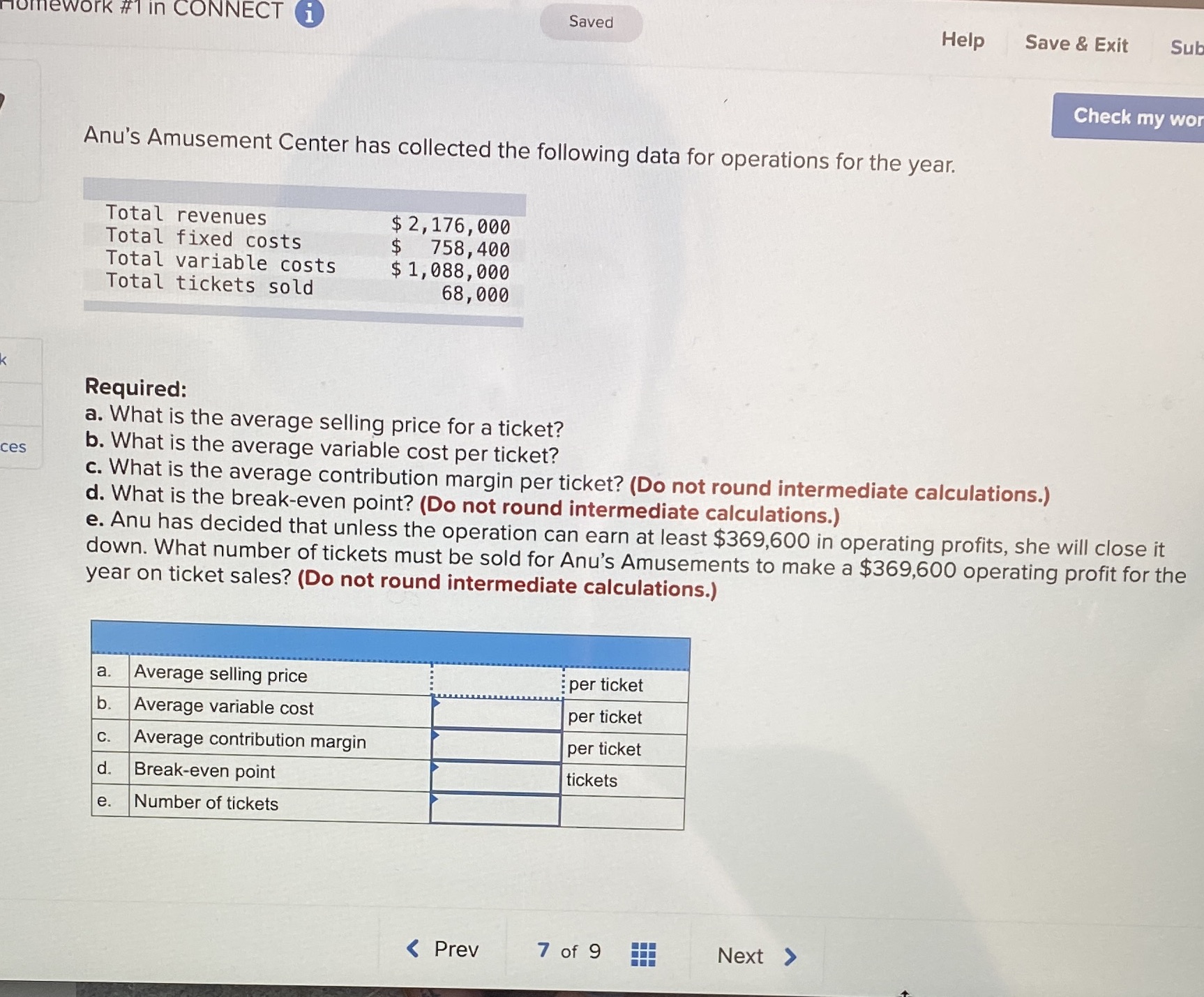 omework #1 in CONNECT i Saved Help Save & Exit