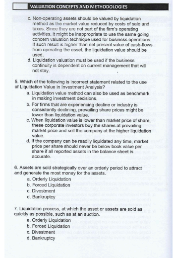 VALUATION CONCEPTS AND METHODOLOGIES DIERCISES we