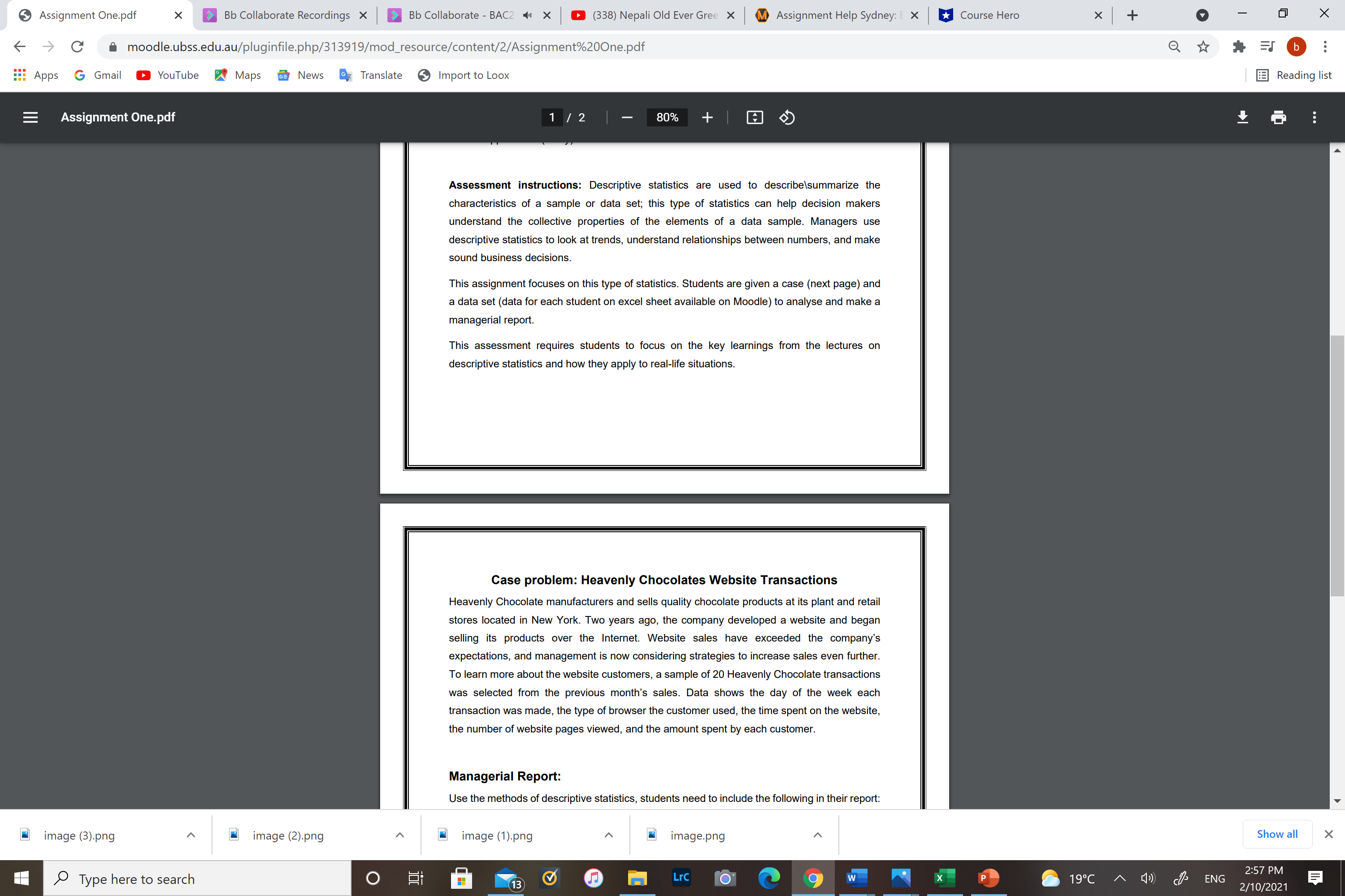 e AssignmentOnepdf > < BbCollaborate Recordings x