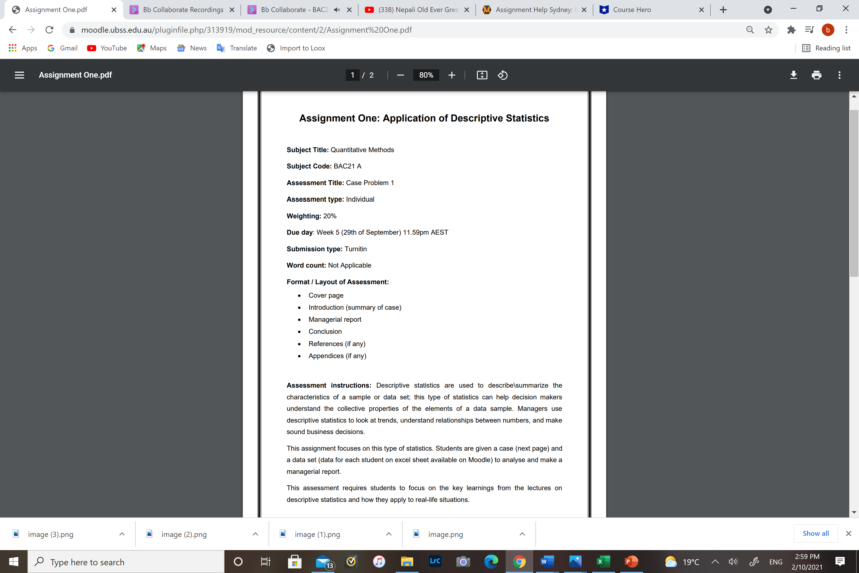 e AssignmentOnepdf > < BbCollaborate Recordings x