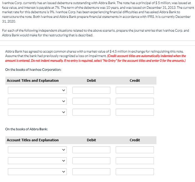 Please help Ivanhoe Corp. currently has an issued