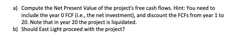 a] Compute the Net Present 1|li'alue of the