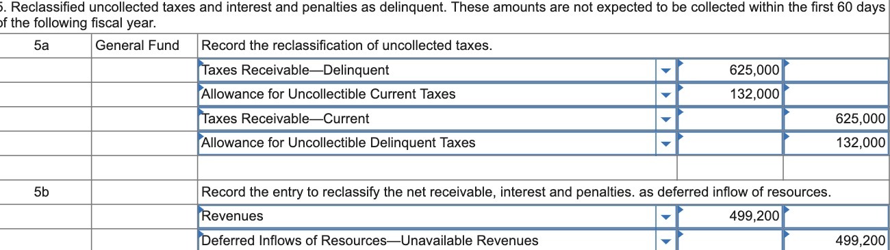i. Reclassied uncollected taxes and interest and