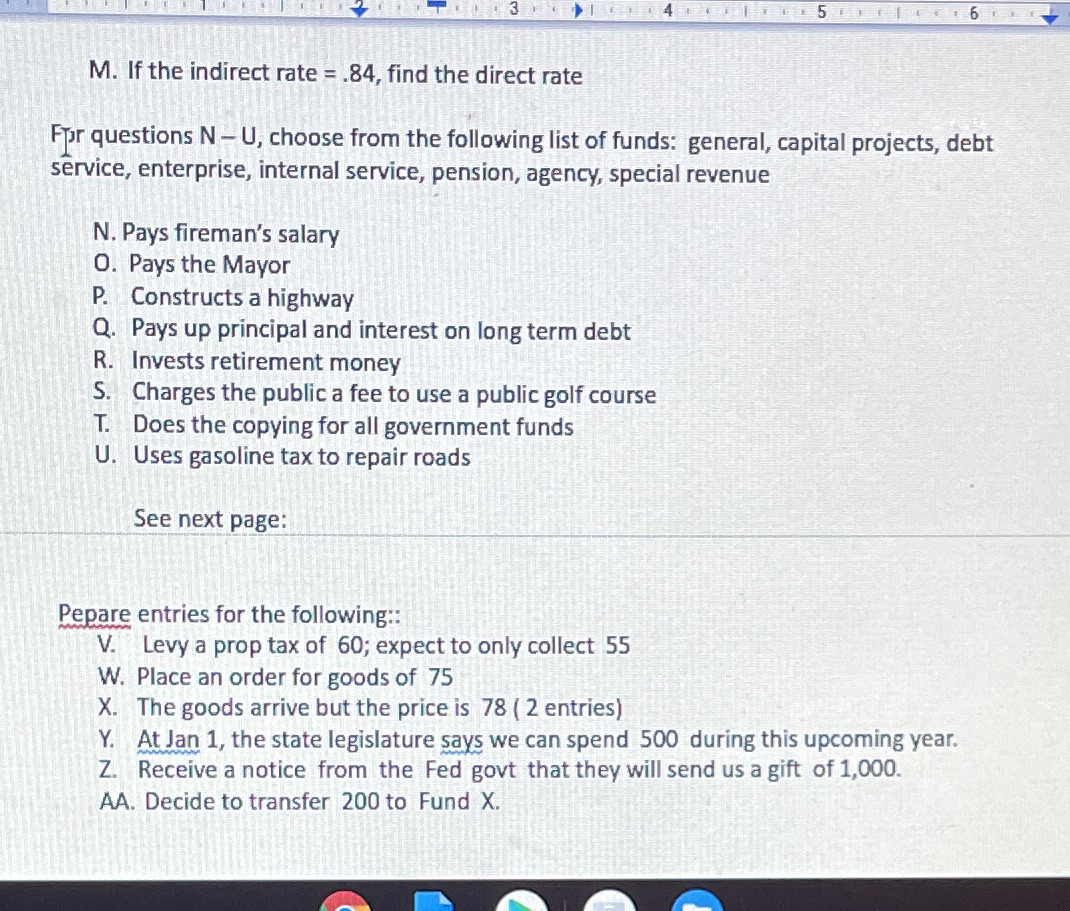 If the indirect rate = .84, find the direct rate
