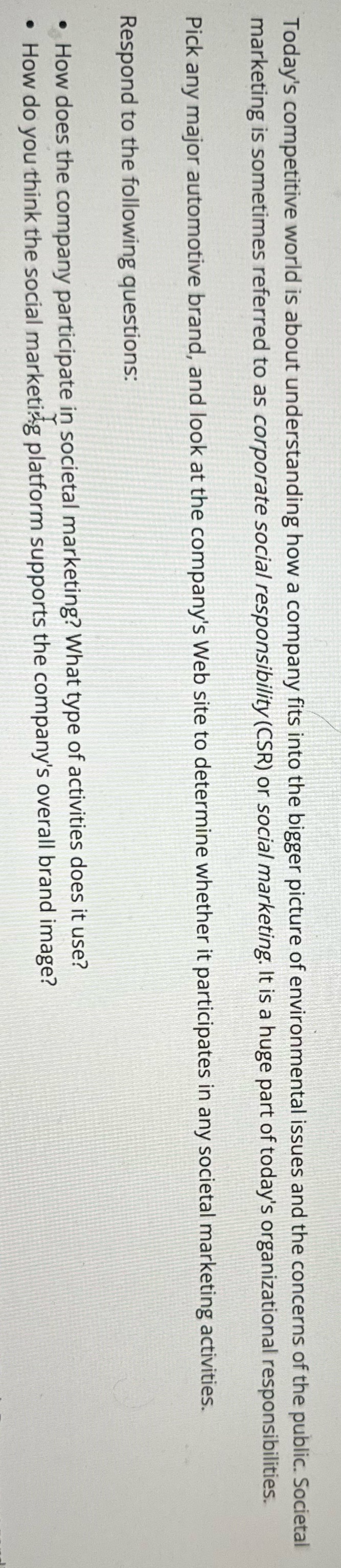 Answer the following Today's competitive