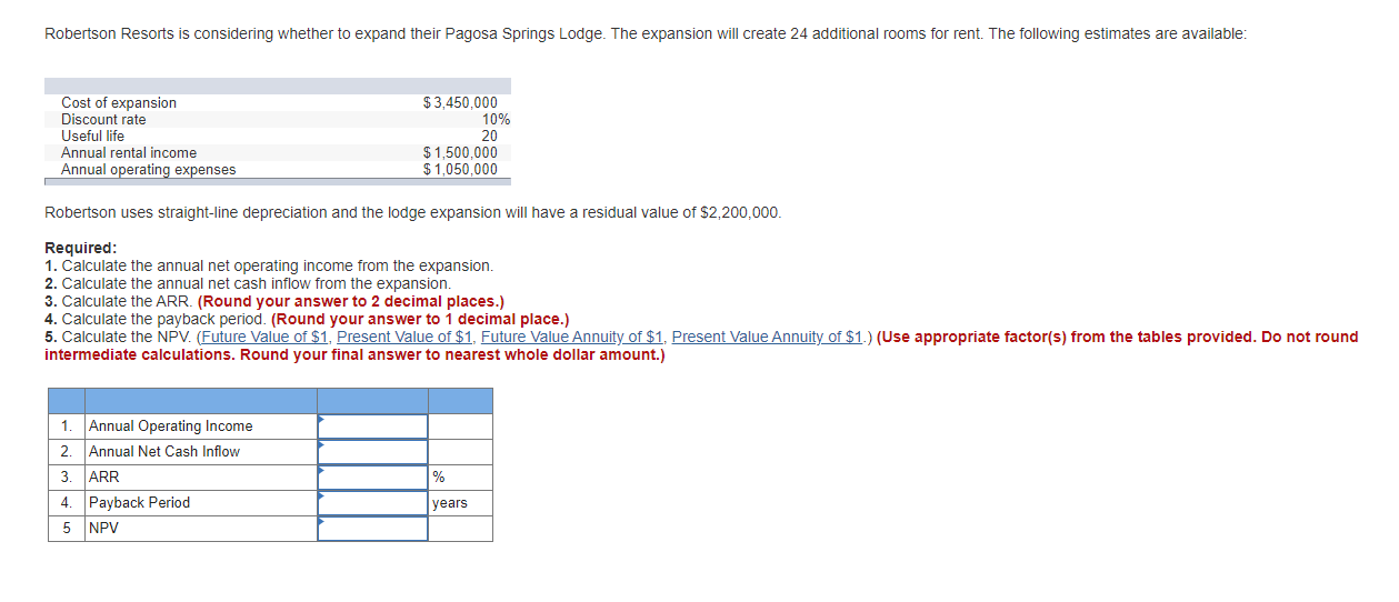 12345678910 Robertson Resorts is considering