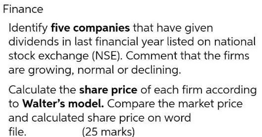 Finance Identify five companies that have given
