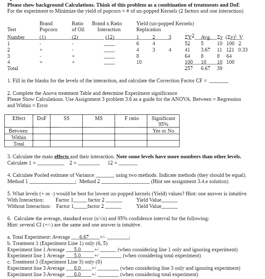 Please show background Calculations. Think of