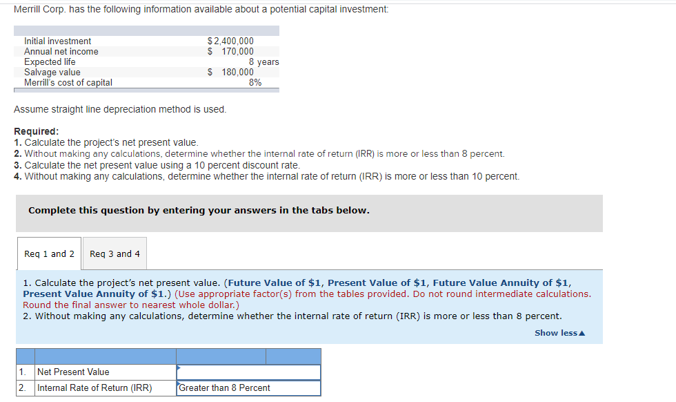 12345678910 Merrill Corp. has the following