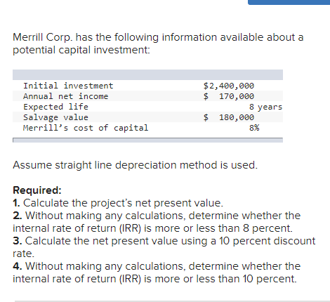 12345678910 Merrill Corp. has the following