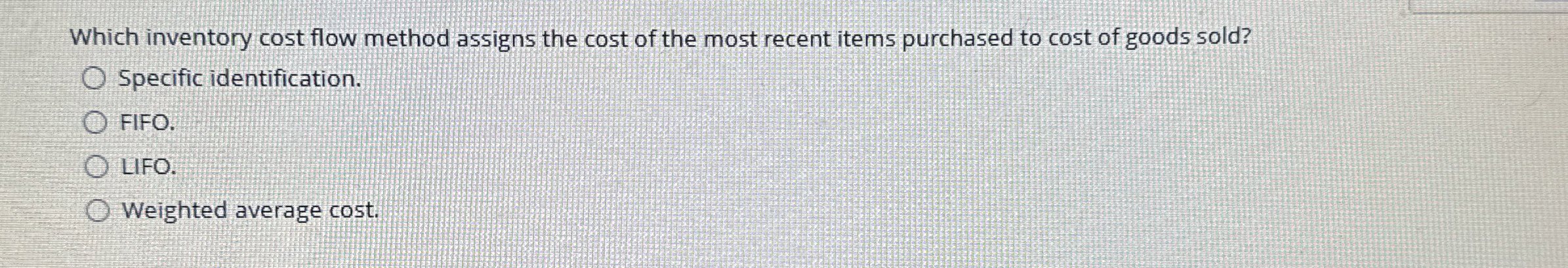 Which inventory cost flow method assigns the cost