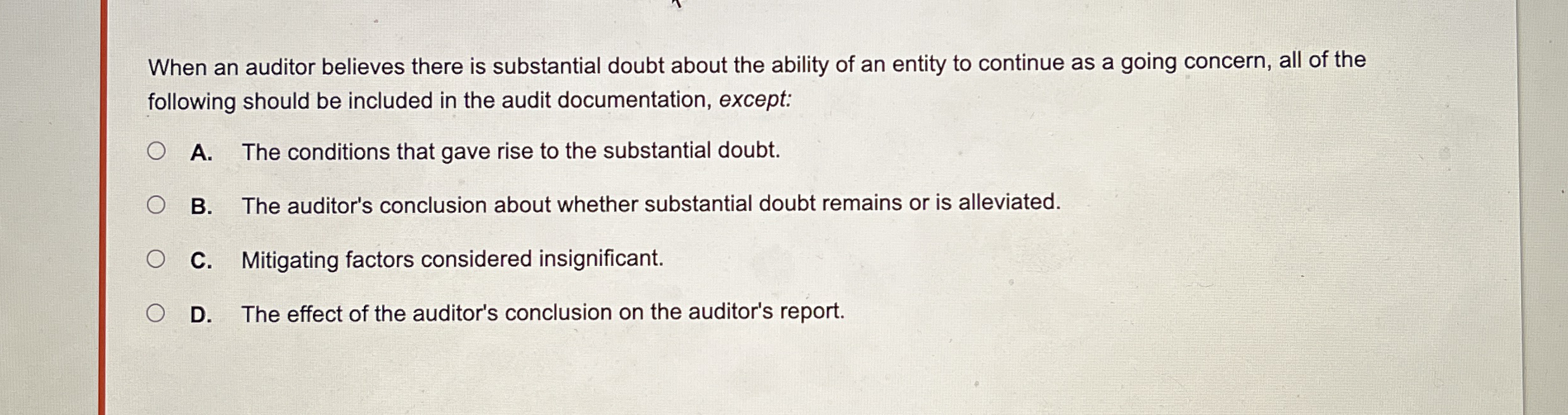 When an auditor believes there is substantial