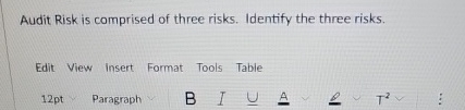 Audit Risk is comprised of three risks. Identify