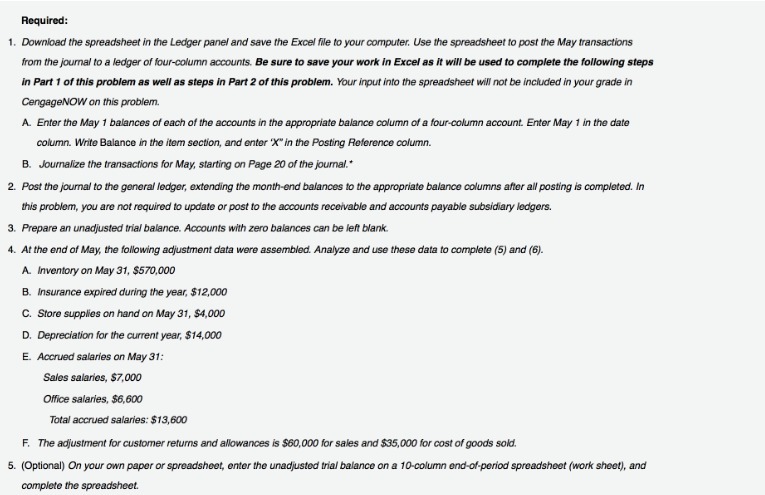 Required: 1. Download the spreadsheet in the