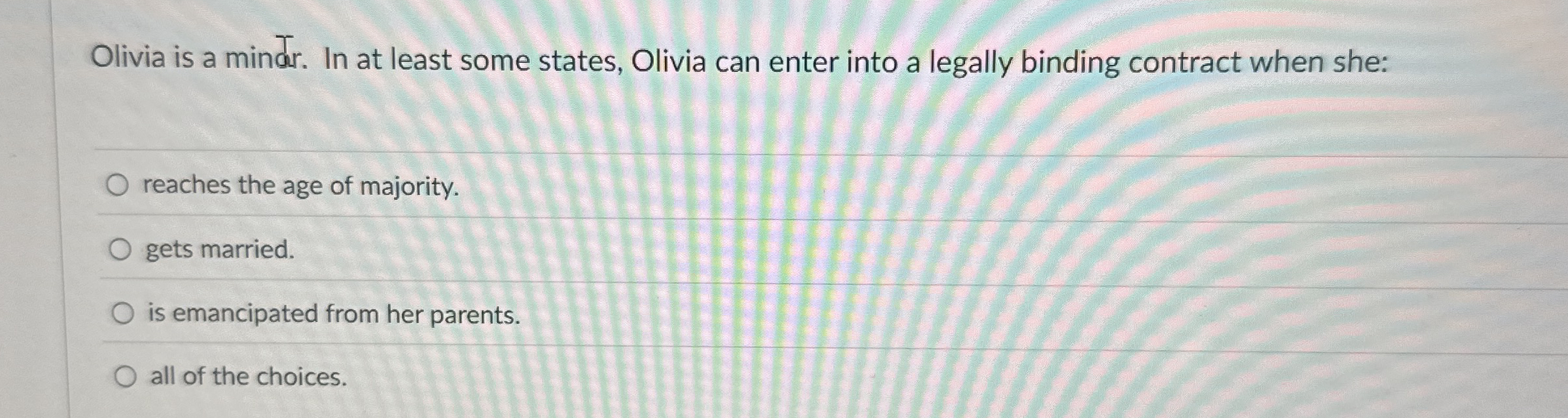 Olivia is a minar. In at least some states,