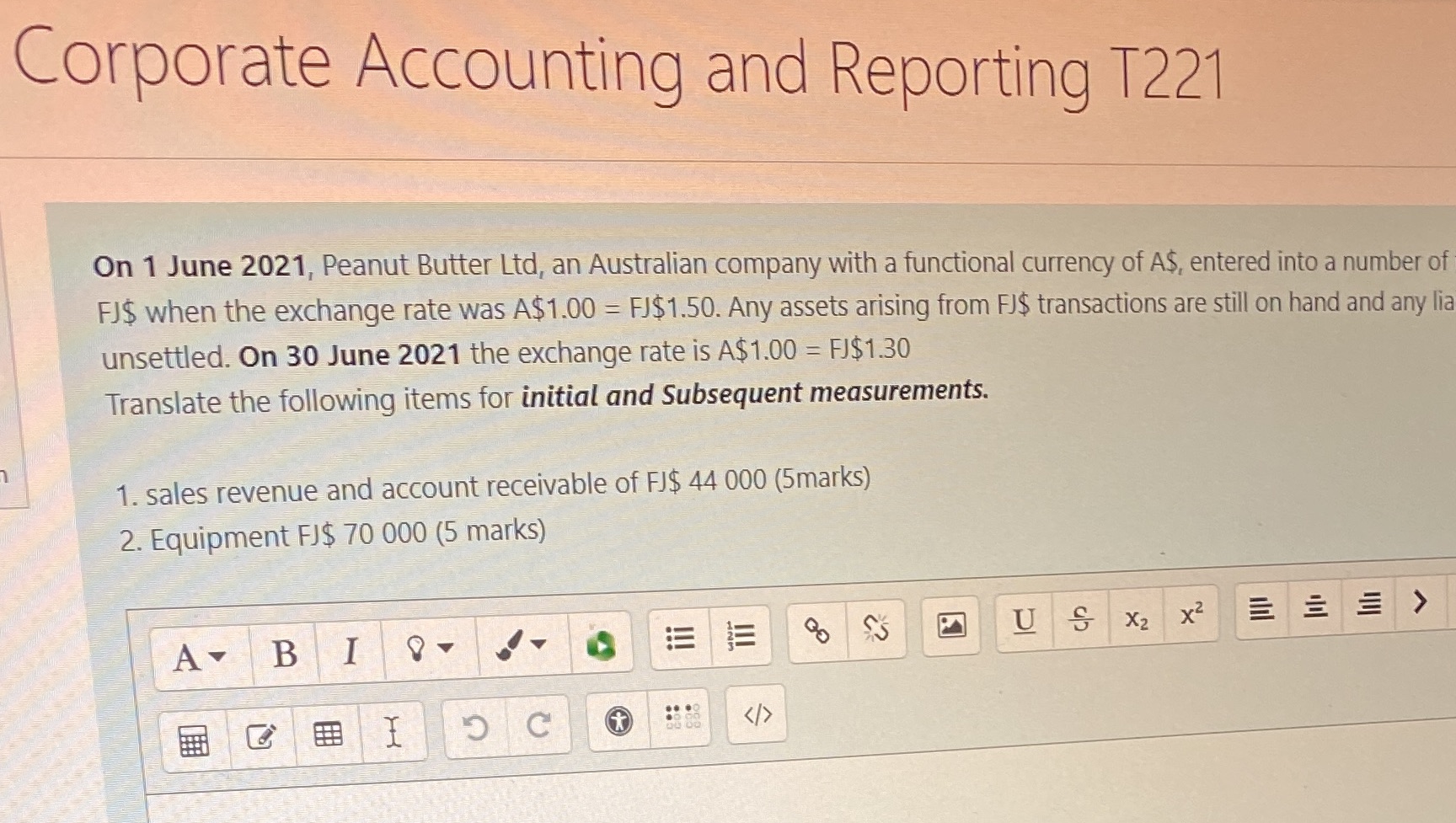 Corporate Accounting and Reporting T221 On 1 June