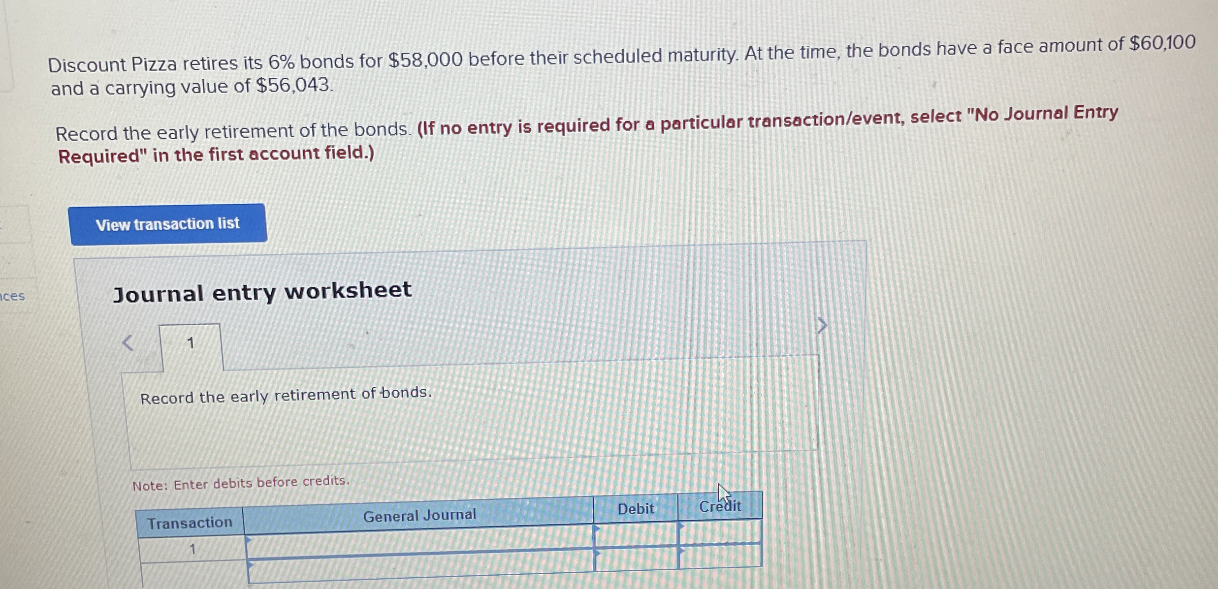 Discount Pizza retires its 6 % bonds for $ 5 8 ,