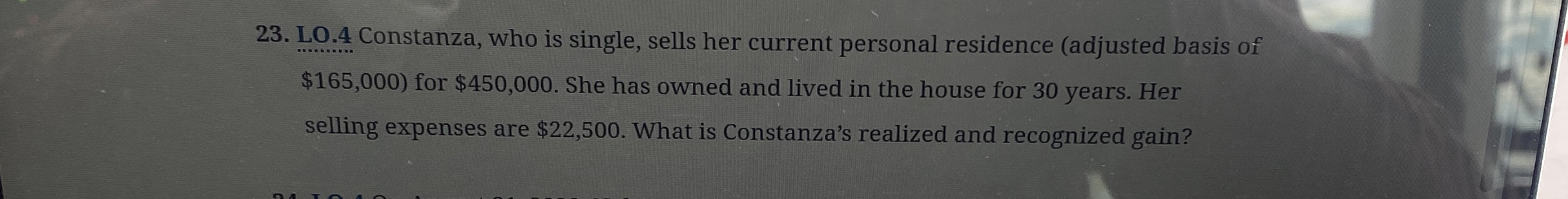 Lo . 4 Constanza, who is single, sells her
