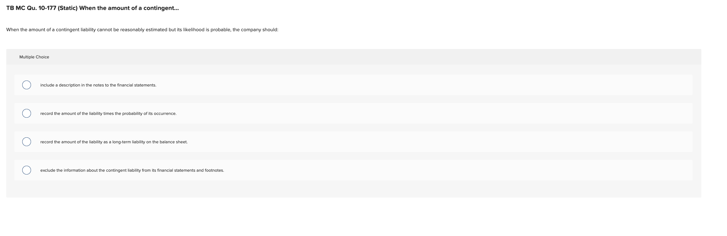 TB MC Qu . 1 0 - 1 7 7 ( Static ) When the amount