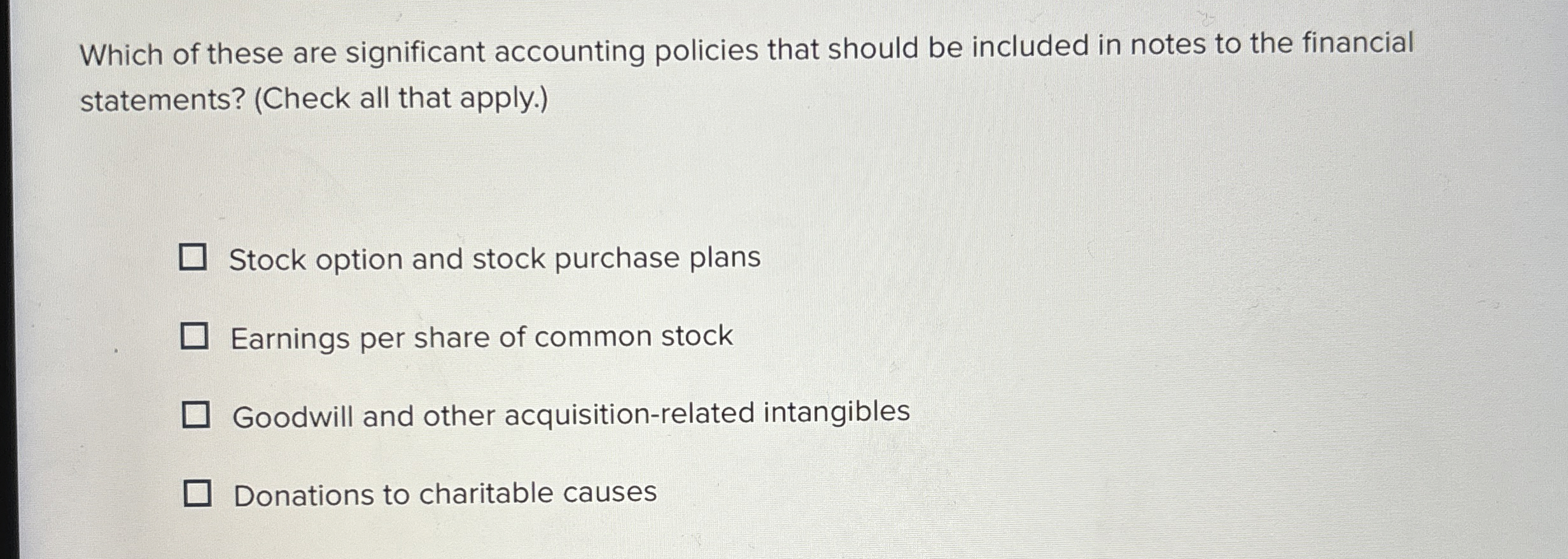 Which of these are significant accounting