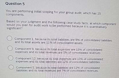 Question 5 You are performing initial scoping for