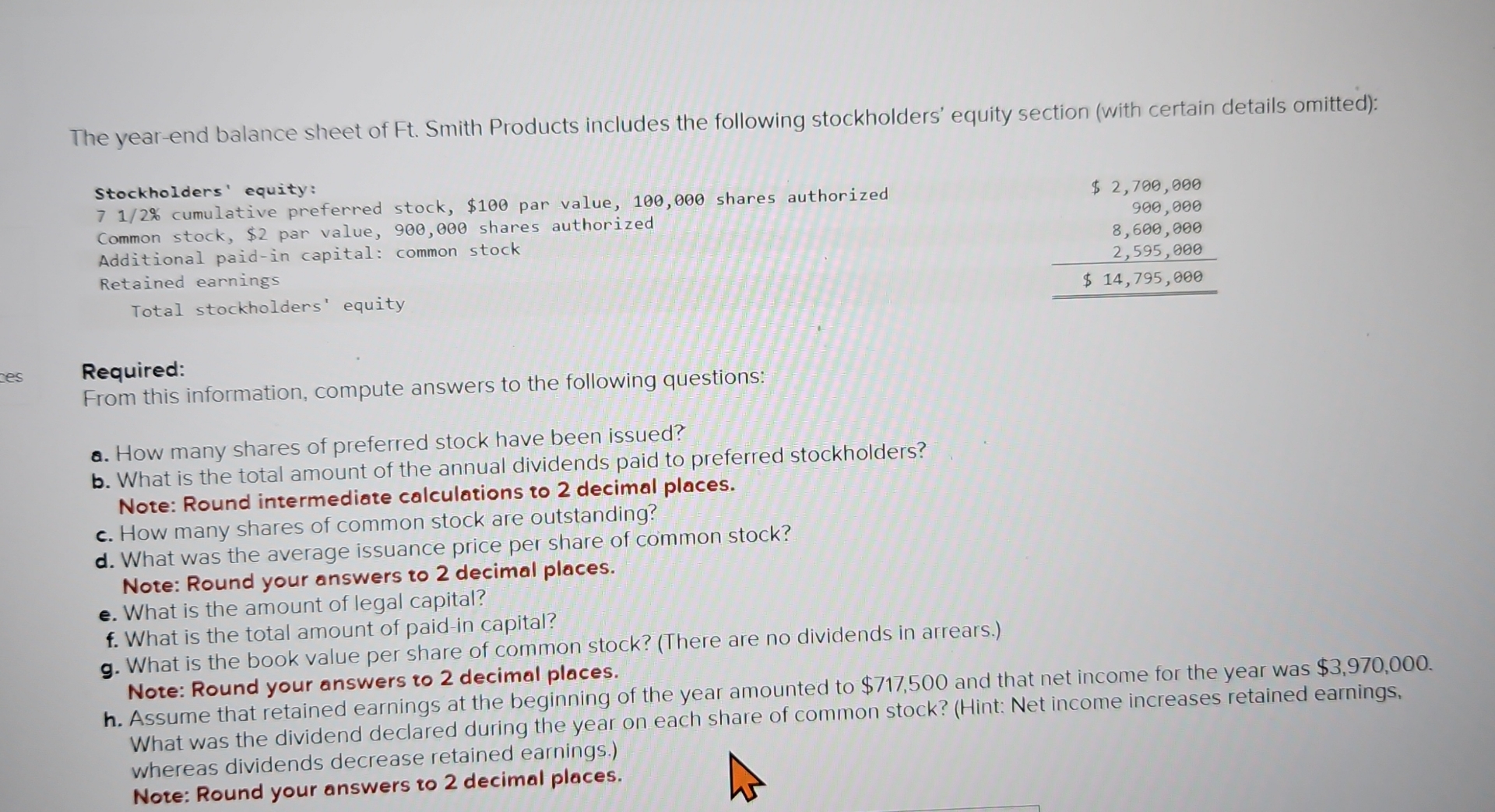 The year - end balance sheet of Ft . Smith