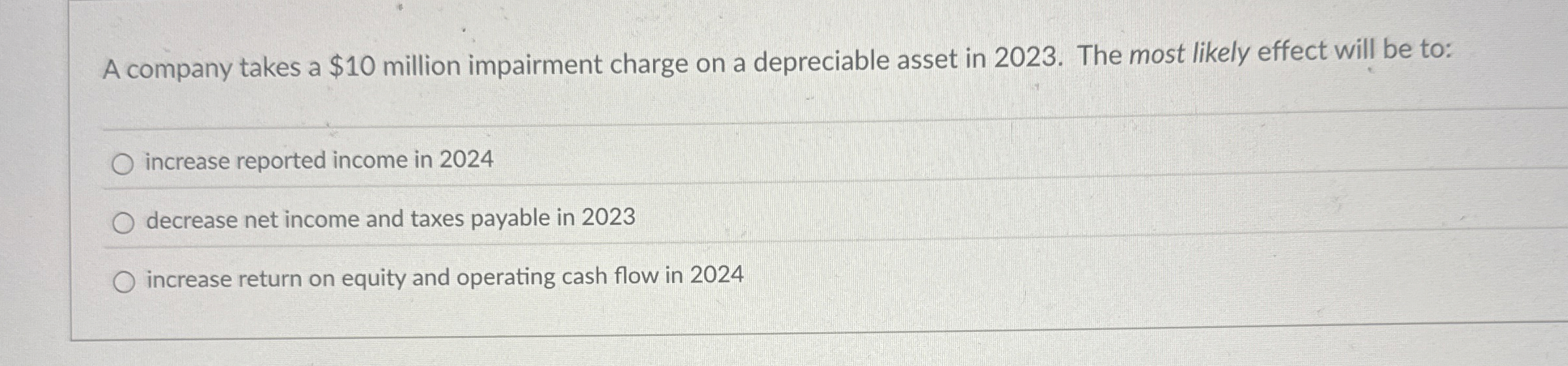 A company takes a $ 1 0 million impairment charge