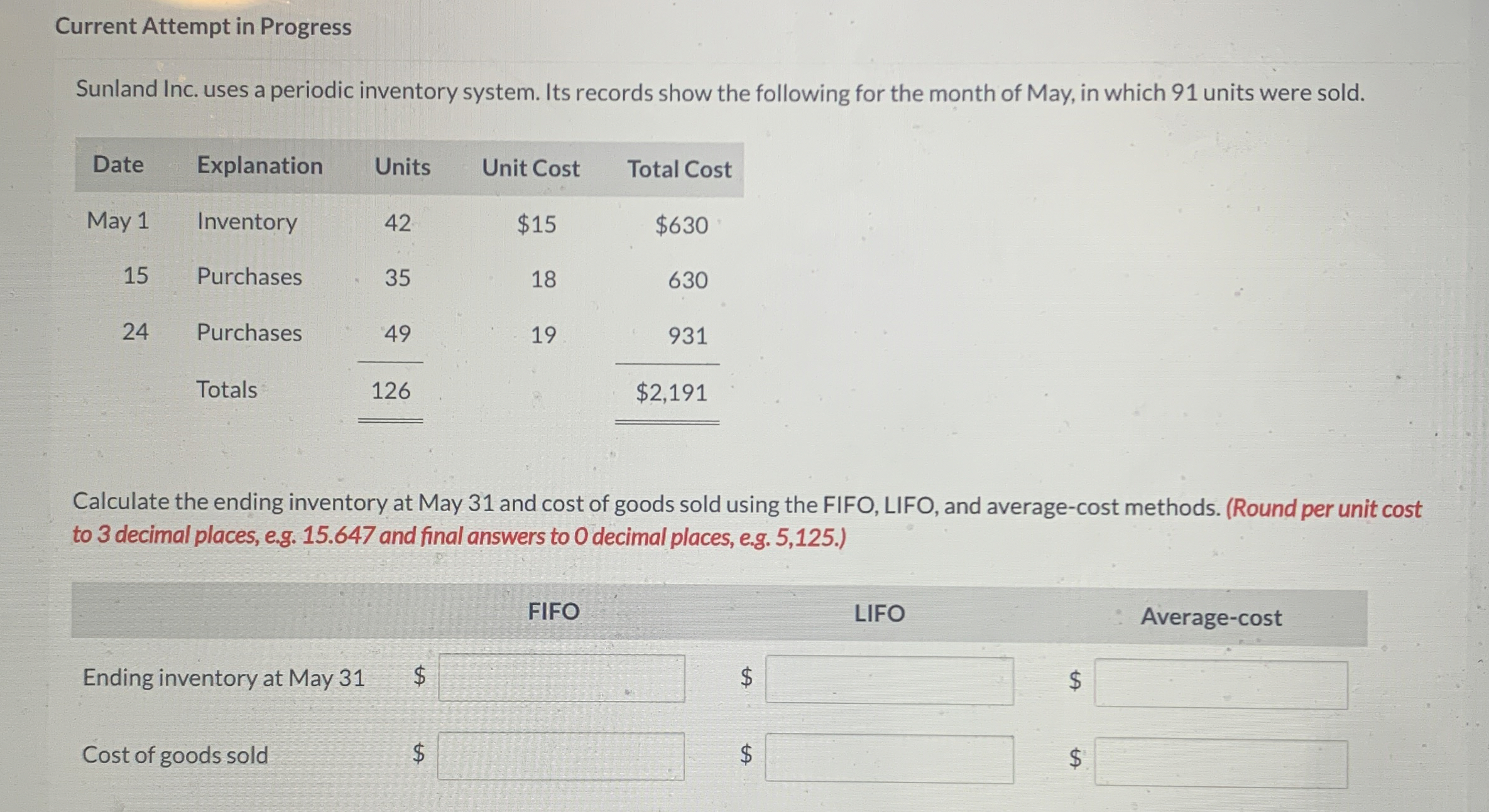 Current Attempt in Progress Sunland Inc. uses a