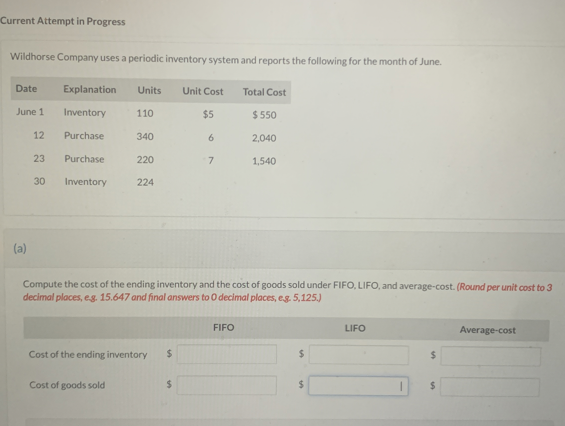 Current Attempt in Progress Wildhorse Company