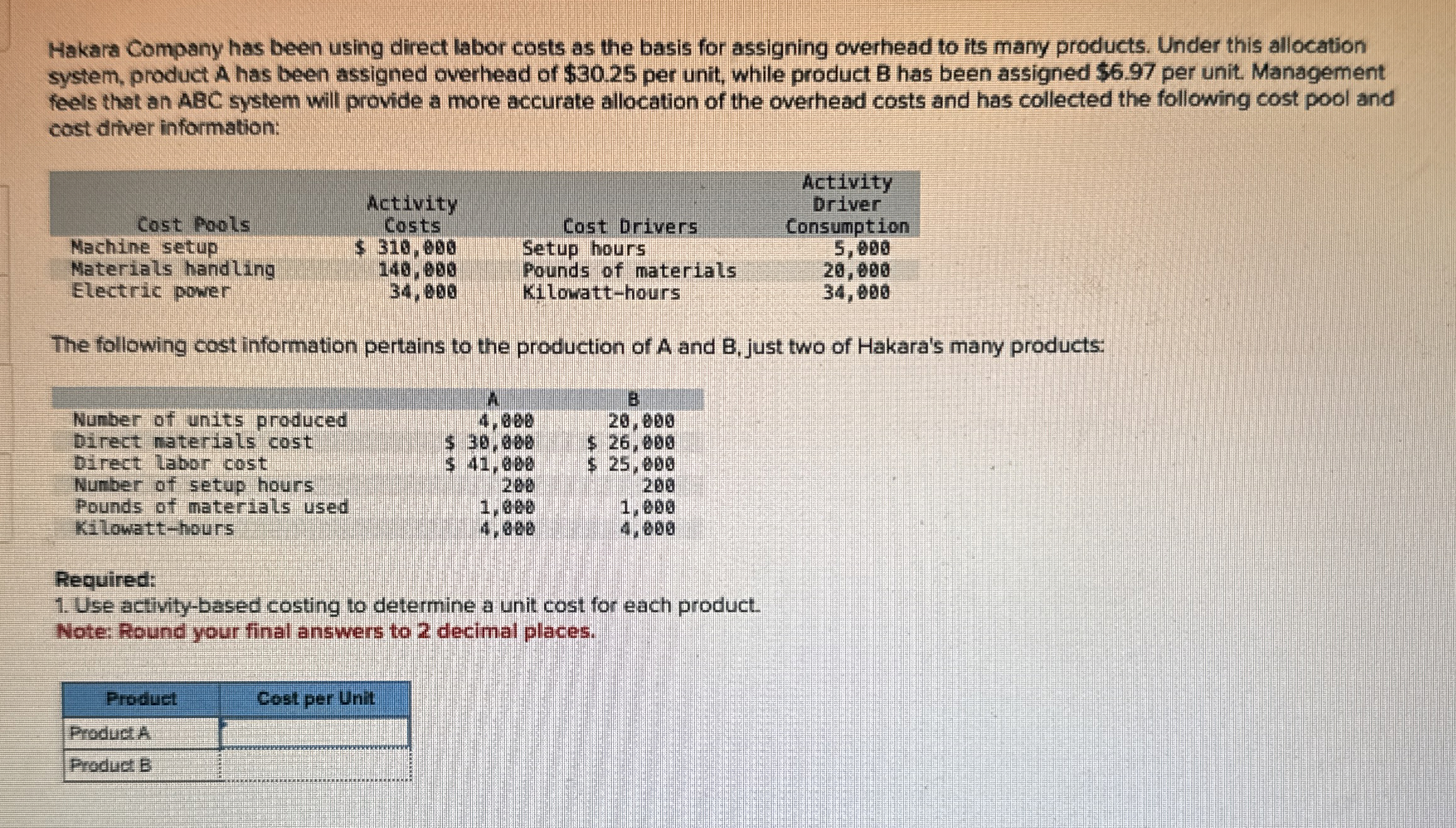 Hakara Company has been using direct labor costs