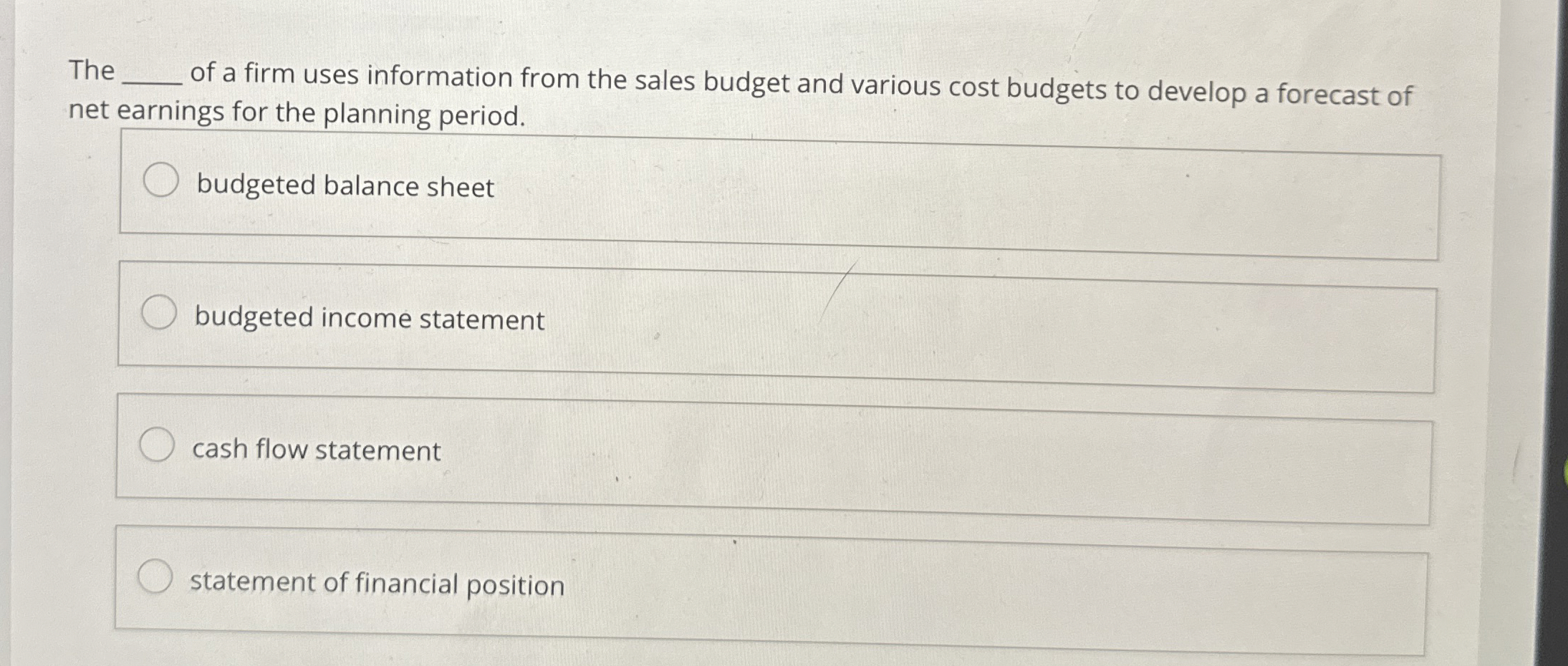 The of a firm uses information from the sales