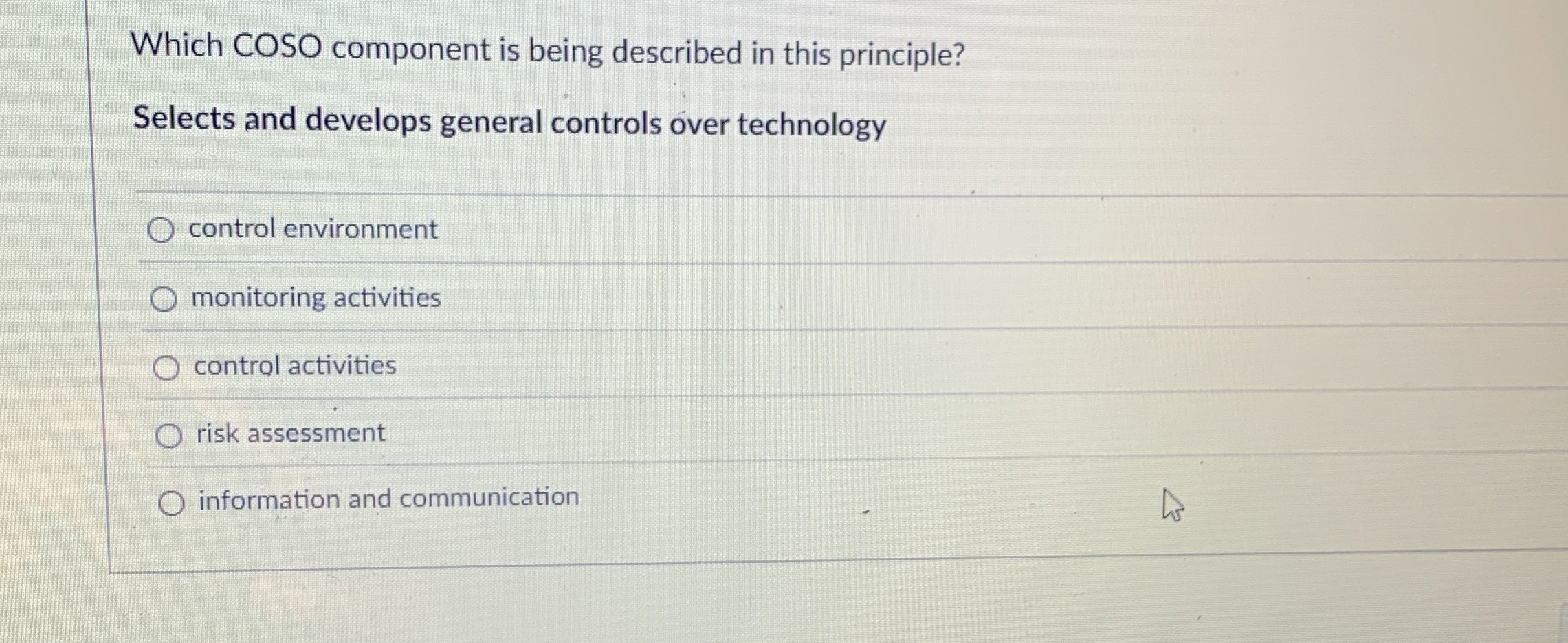 Which COSO component is being described in this