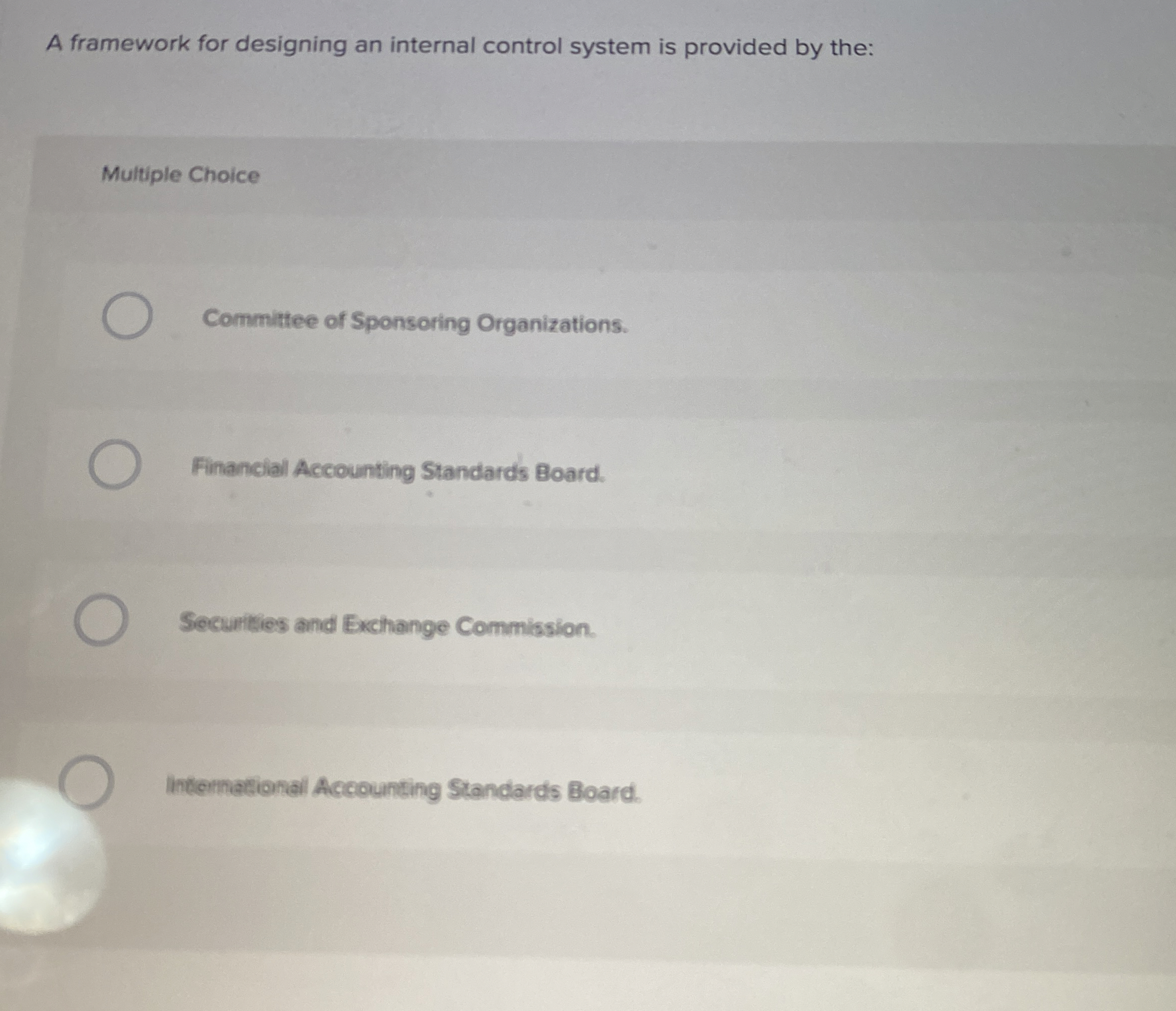A framework for designing an internal control