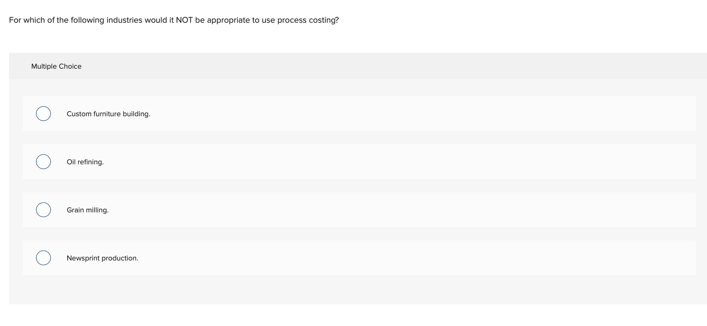 For which of the following industries would it