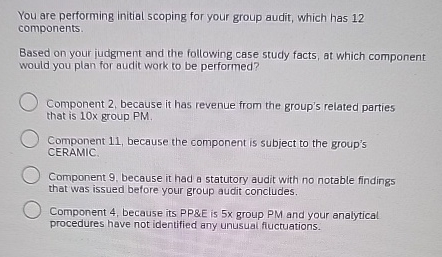 You are performing initial scoping for your group