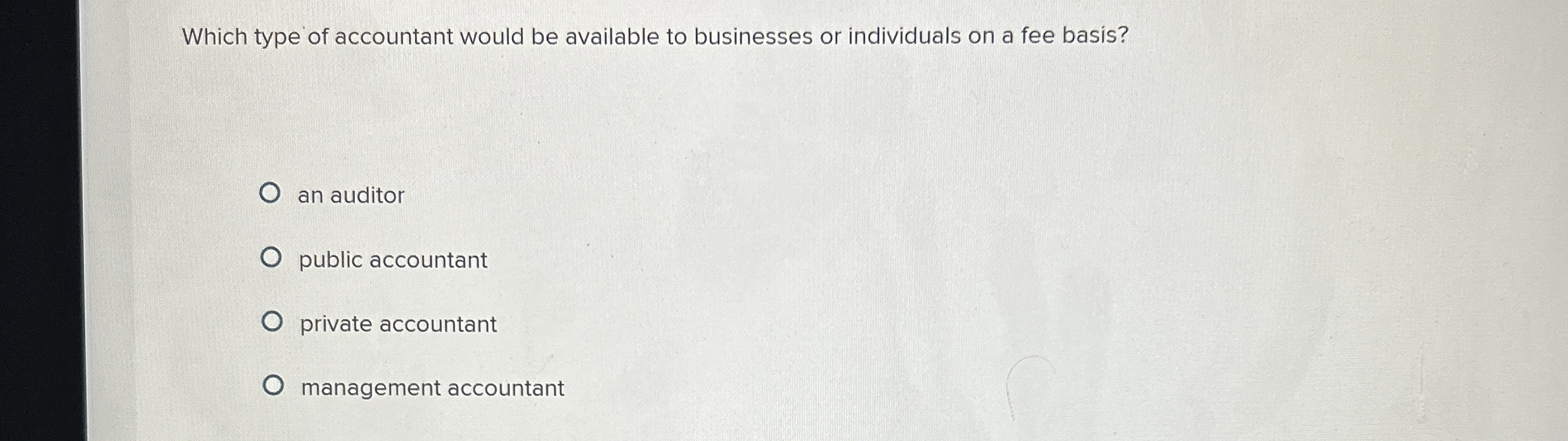 Which type of accountant would be available to