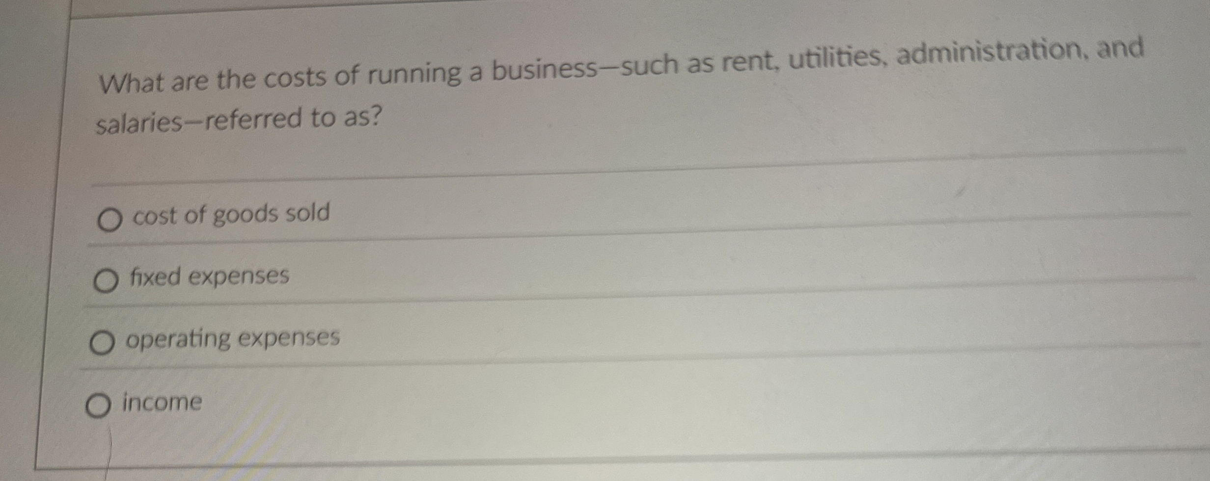 What are the costs of running a business - such
